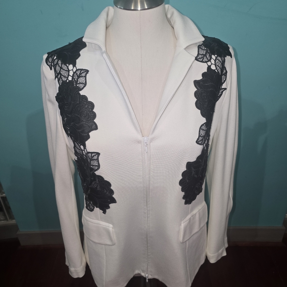 Anne Fontaine Ready To Wear Vorra Jacket Black/White Size 42 (10 US)